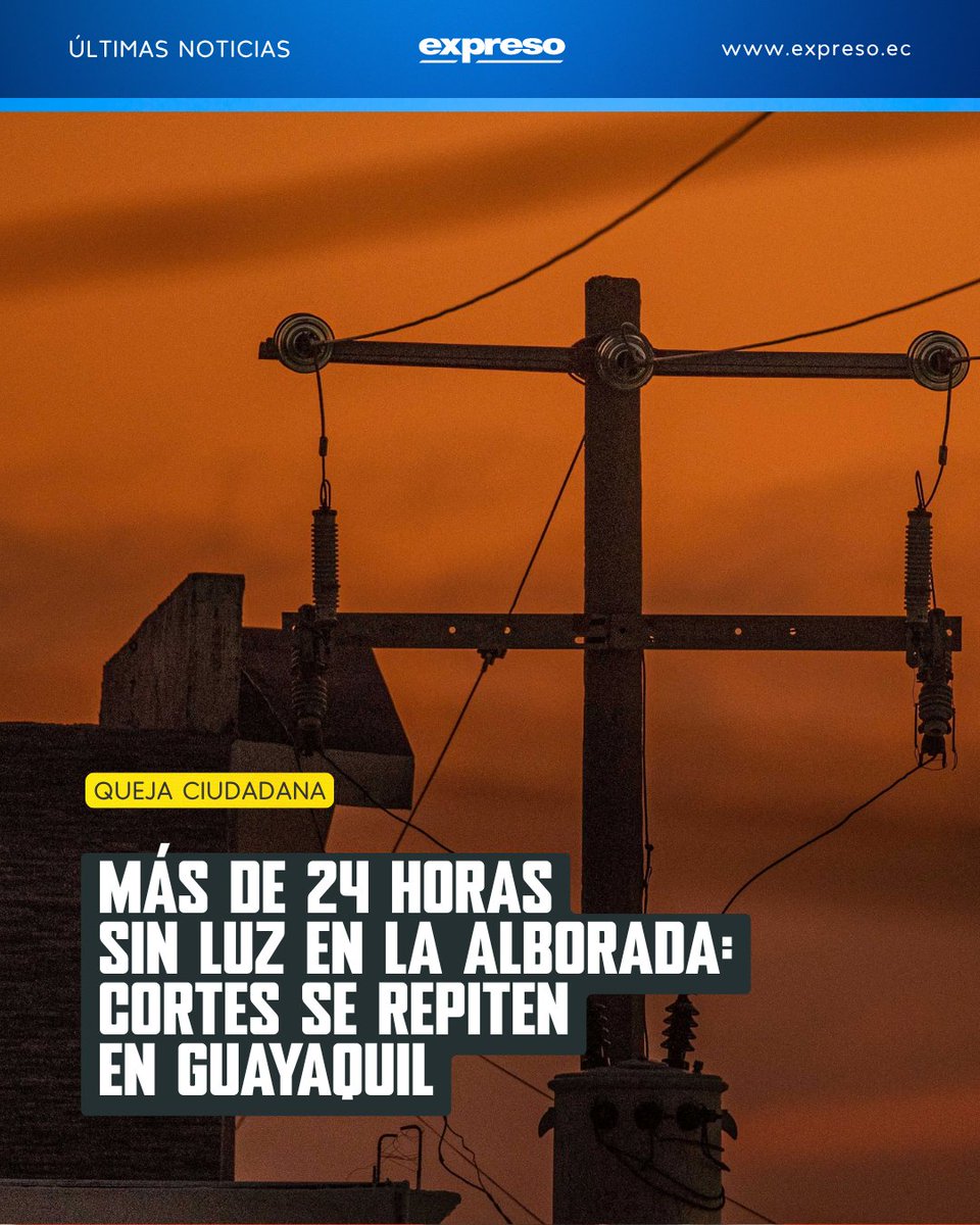 Expresoec's tweet photo. Moradores de la etapa 14 de la Alborada denuncian que llevan más de 24 horas sin luz. Los reclamos por cortes se han repetido en varios sectores de Guayaquil.

Más información 👉 https://t.co/8a00BCOa4U https://t.co/IvSifYc52t
