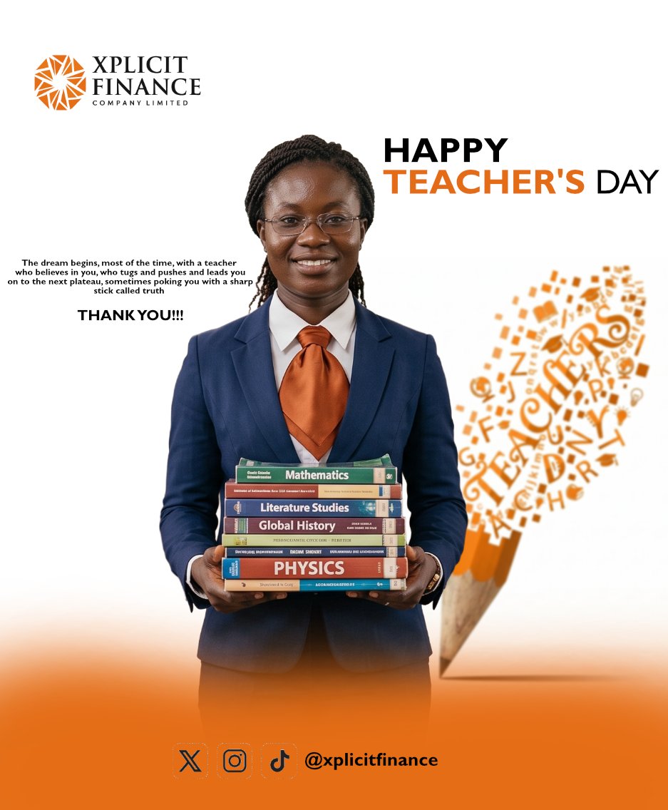 Xplicitfinance's tweet photo. 📚 Happy Teacher’s Day! 👩‍🏫👨‍🏫

Today, we celebrate the teachers who inspire minds, nurture potential, and shape the leaders of tomorrow.

Thank you for your patience, dedication, and impact. ❤️

#TeachersDay #HappyTeachersDay #Education https://t.co/EYWOa0UwON