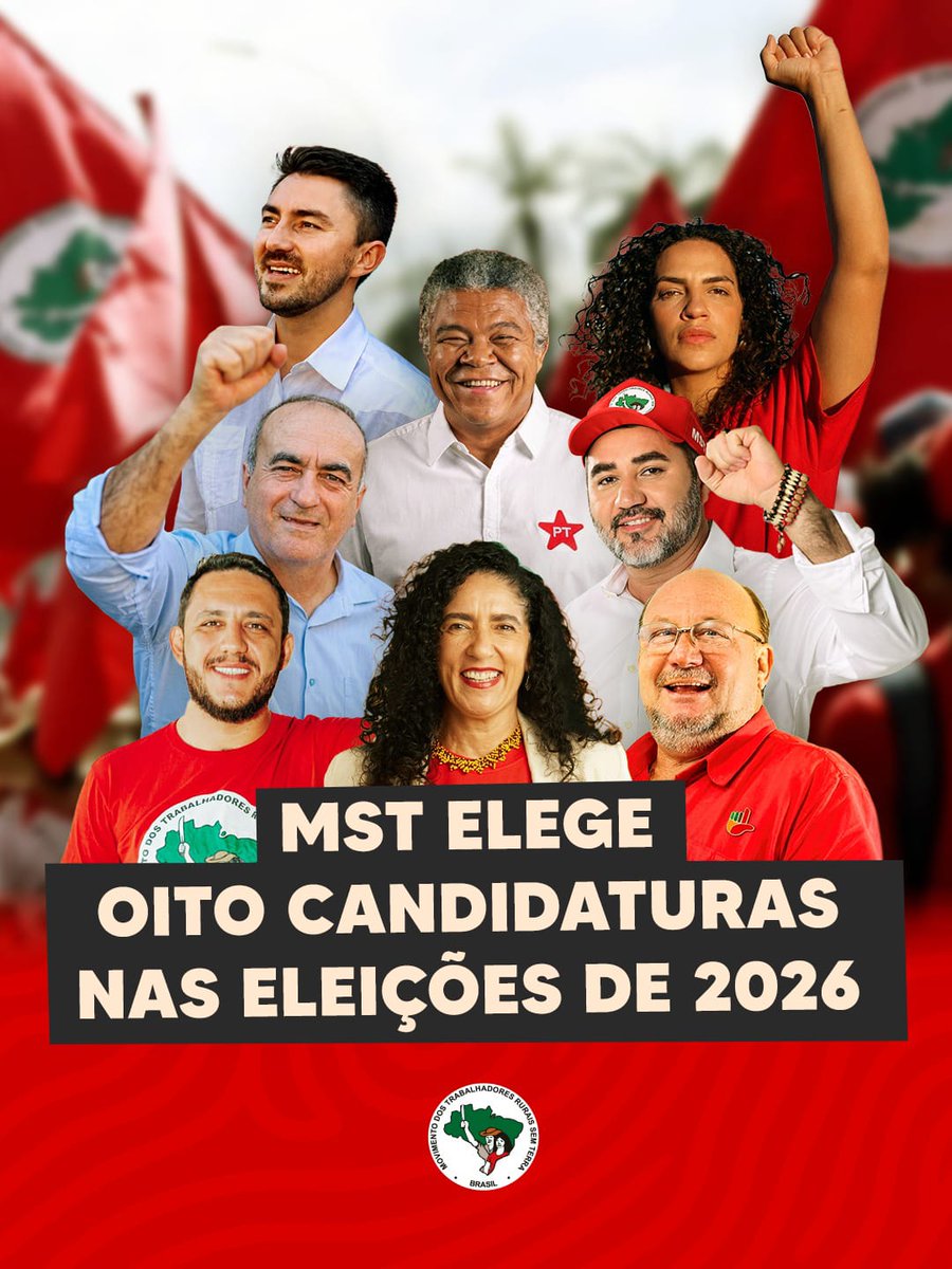 MST_Oficial's tweet photo. ⭐🚩 8 candidaturas ligadas ao MST foram eleitas neste domingo!

Quatro deputados federais e quatro estaduais chegam ao Legislativo com compromissos com a Reforma Agrária Popular, a produção de alimentos saudáveis e os direitos da classe trabalhadora.

Seguimos em luta! ✊🏿 https://t.co/USpWbkc3kB