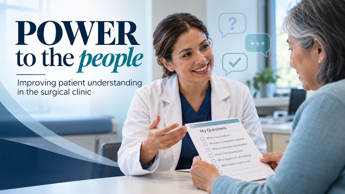 BJSAcademy's tweet photo. You’ve just told a patient they need surgery. How much of the conversation will they actually remember?

Often, not nearly enough.

A simple Question Prompt List could help change that.

The POWER form improved patient recall by 56%, supported shared decision-making and reduced decisional conflict — without making clinic appointments longer.

Simple. Low-cost. Practical.

👉 Read the new BJS Academy blog:
https://t.co/rT9diMN9pt
#PatientCommunication #SharedDecisionMaking #Surgery #PatientCare #BJSAcademy