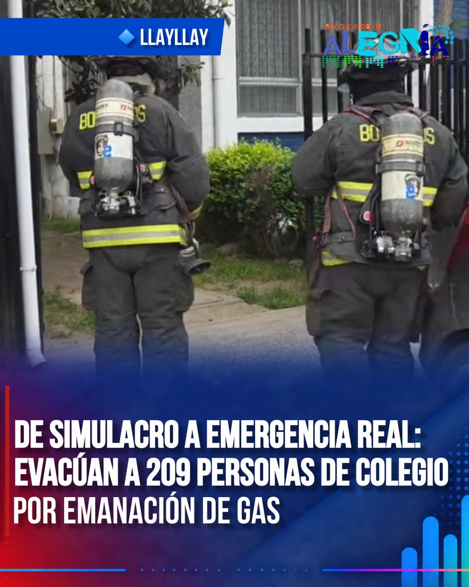 radiofmalegria's tweet photo. #LLAYLLAY Simulacro se vuelve emergencia real en Colegio Cumbres: 189 alumnos y 20 docentes evacuados por emanación de gas en calle Edwards. Todos a salvo. Bomberos trabaja en el lugar. https://t.co/Rli0VyanYz