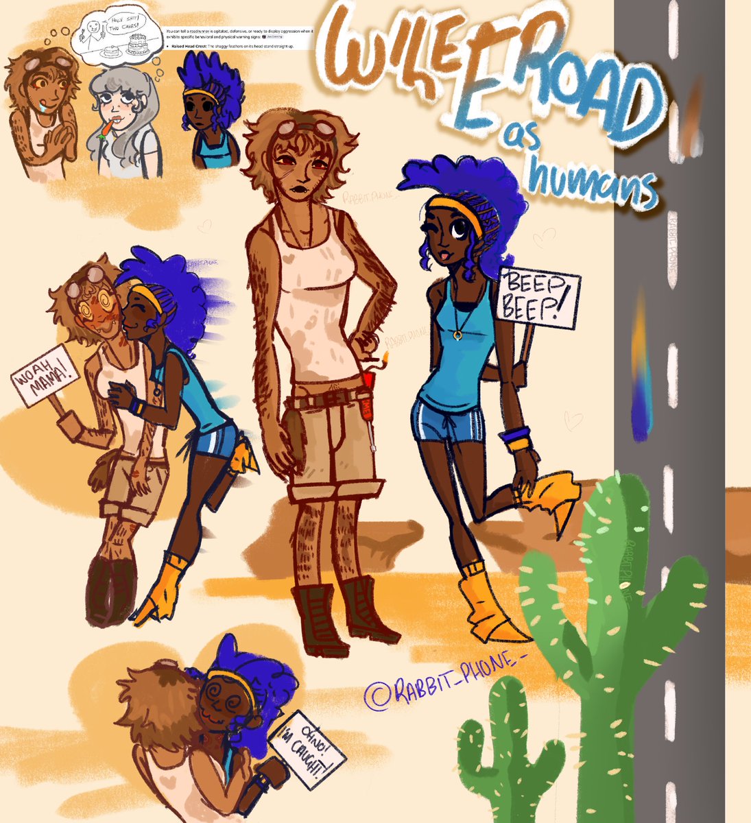 Rabbit_Phone_'s tweet photo. Hopping on da trend of making human wile e coyote and road runner because I really liked coyote v acme and also they’re women because I remembered I could just do that + bonus bugs because I think jealous roadie is funny

#coyotevacme #wileecoyote #roadrunner #roadrage #wileroad https://t.co/M2I8bxZOTn
