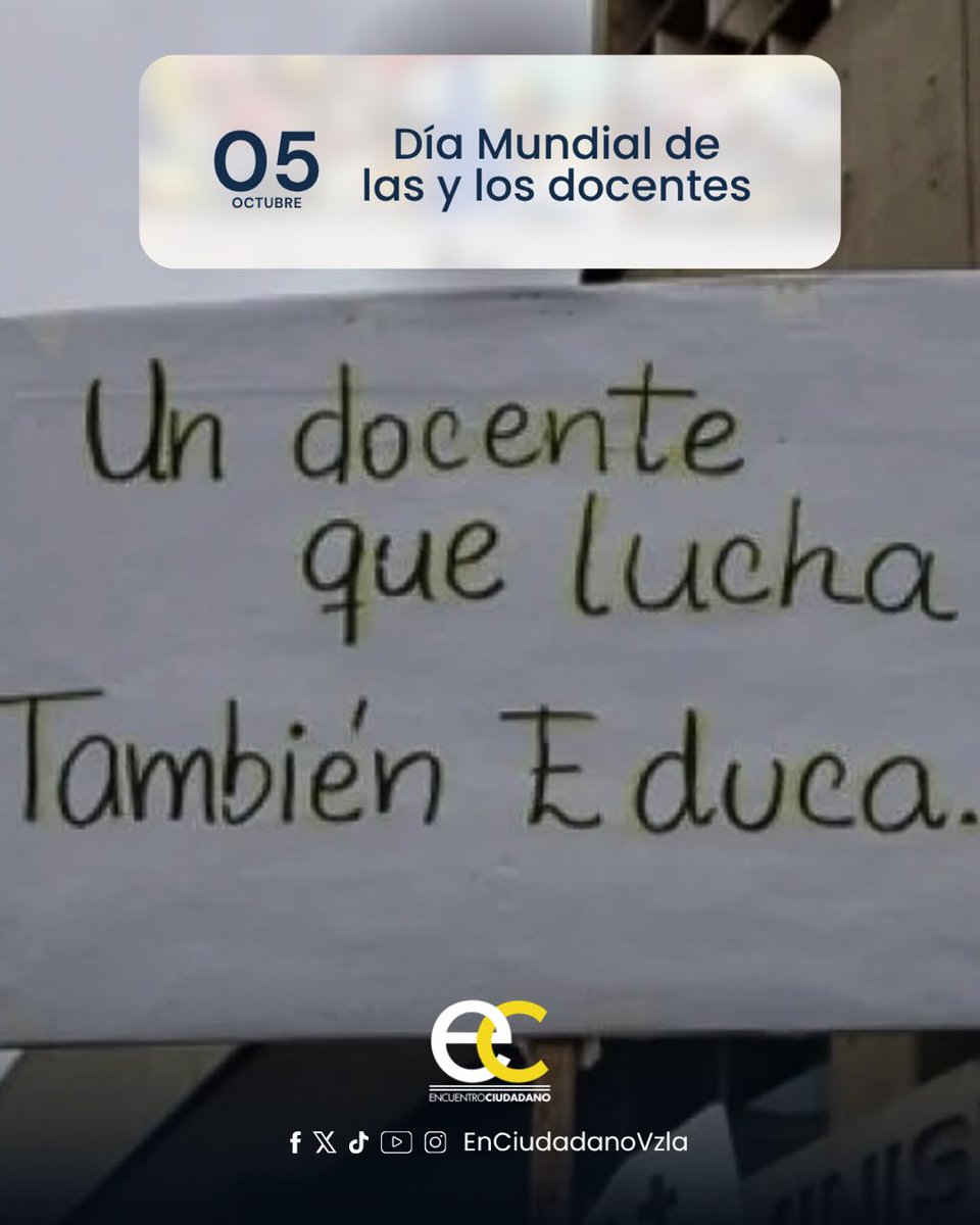 EnCiudadanoVzla's tweet photo. En Día Mundial del Docente, es fundamental dirigir nuestra mirada hacia quienes, día a día, sostienen el pilar más estratégico de cualquier nación: sus maestros y maestras.

En el contexto venezolano, hablar de la labor docente trasciende la simple enseñanza académica. Ser educador en nuestro país se ha convertido en un acto de resiliencia, vocación y compromiso social. Sin embargo, la dedicación de nuestros educadores no debe sustentarse únicamente en el sacrificio personal; para garantizar un futuro sostenible y una educación de excelencia, es urgente e impostergable transformar sus condiciones de vida y trabajo.

Reconocer su valor implica avanzar decididamente en soluciones concretas para su bienestar.

Hoy reafirmamos que honrar al docente es defender el derecho a una educación de calidad.