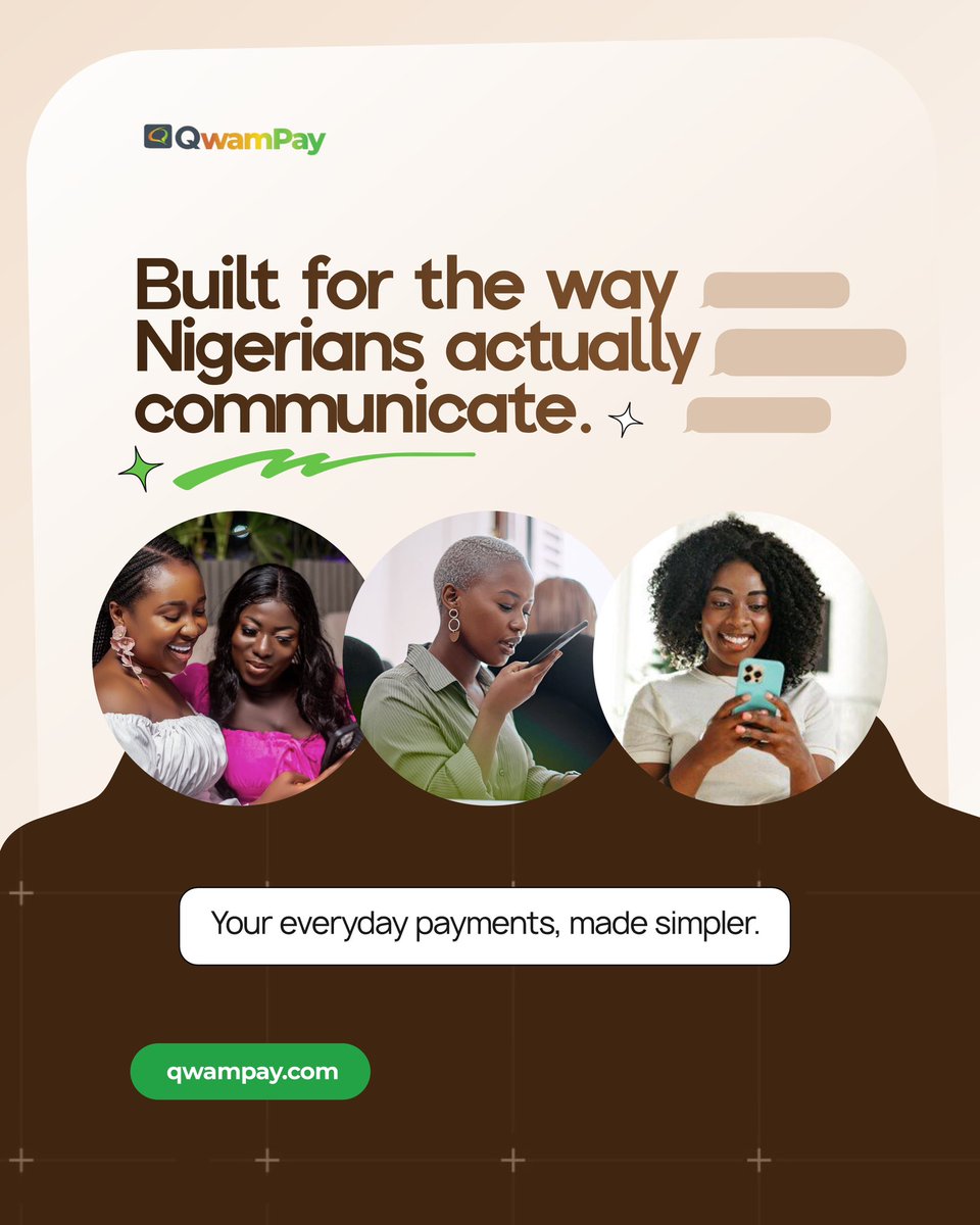 QwamPay's tweet photo. Your money moves. Your WhatsApp stays open.
That’s the whole idea. 💸

QwamPay is almost here.

•

#QwamPay #BankingMadeEasy #BankingInWhatsApp #FintechNigeria #DigitalPayments https://t.co/O6kCH8gM58