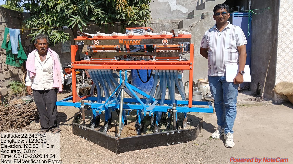 GSSANOSARA's tweet photo. @Guj_Gramsevak 
AGR -2 FM યોજના અંતર્ગત સીડ કમ ફર્ટિલાઈઝર ડ્રિલ અને મોબાઈલ શ્રેડર ઘટકનું સ્થળ વેરીફીકેશન કામગીરી હાથ ધરવામાં આવી.. https://t.co/FNEThkzGnx