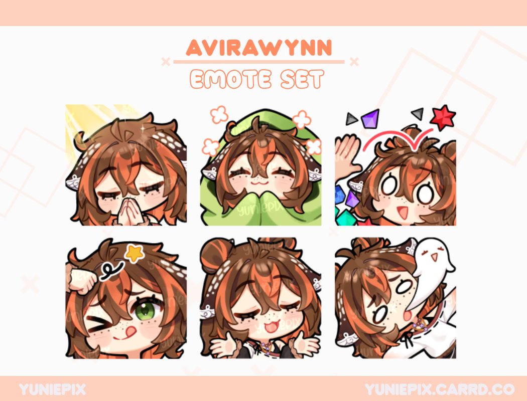 YuniePix's tweet photo. Emotes for the cutie @.avirawynn 🦊🦌 thank you! 🫶

the last 3 will be some of the new YCH I'll bring to my vgen soon <3 https://t.co/PLLPUR0gJr