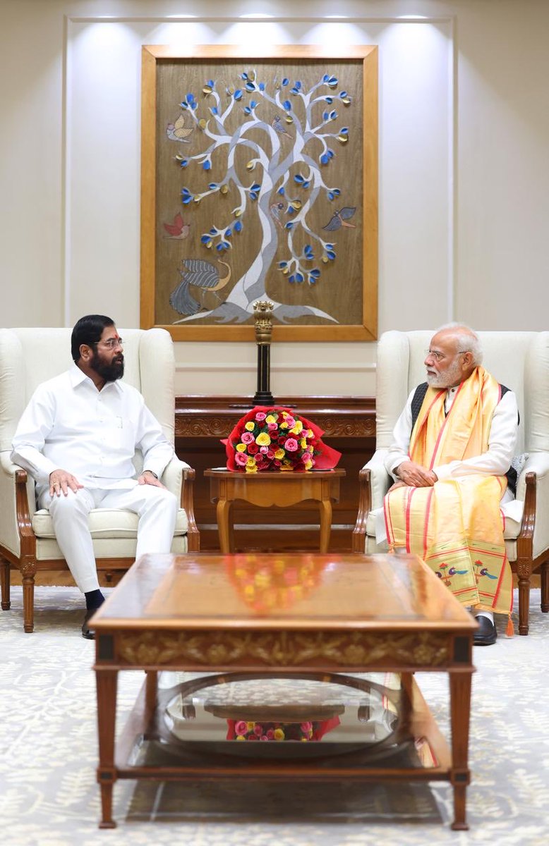ss_suryawanshi's tweet photo. Maharashtra DCM Eknath Shinde meets PM Narendra Modi ⁦@NewIndianXpress⁩ https://t.co/8Orz8Vjcfx