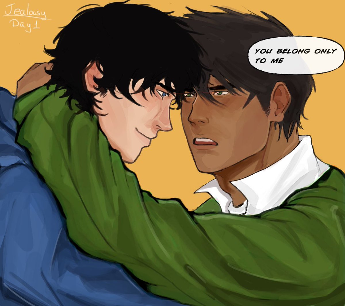 Sasiuk_'s tweet photo. #SuperSonsWeek2026 Day 1: Jealousy

#jondami 💙💚 https://t.co/ZCC9tZldiS
