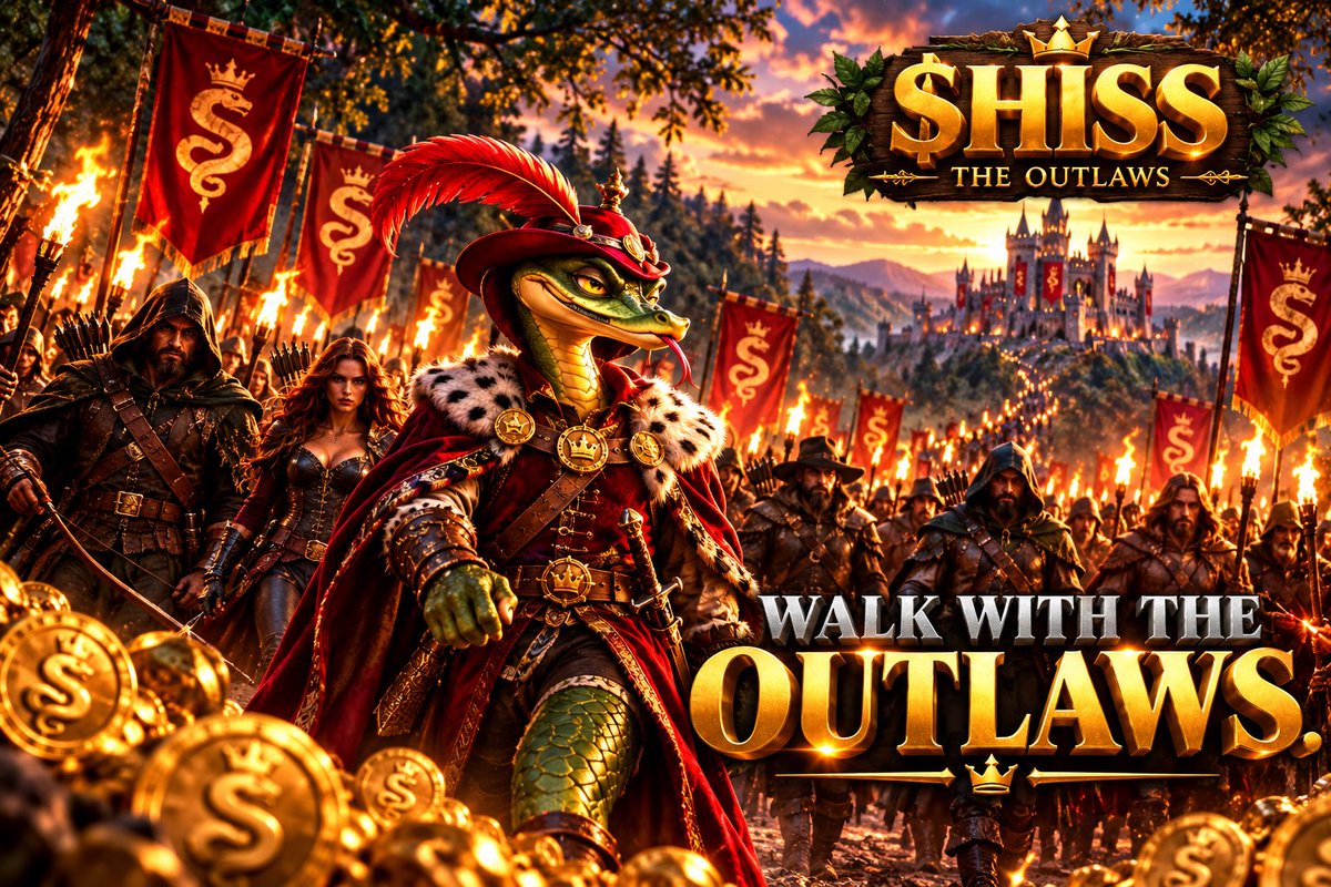 HISSRH's tweet photo. @DafrenZhao 🐍 Sherwood is calling.

The Outlaws are gathering. 🏹🔥

Will you walk with us?

👑 NO CROWN.
⚔️ NO MASTER.
🐍 JUST $HISS.

https://t.co/lNpLiZ7gOy

#HISS #SirHiss #TheOutlaws https://t.co/x59xT8YZpJ