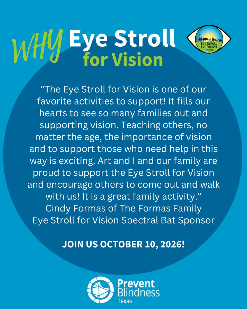 PBTEXAS's tweet photo. 💙 This Saturday! Let’s Stroll for Sight! The Formas Family shares why they love supporting Eye Stroll for Vision, and why they encourage others to join them!

Join us in person at the Houston Zoo or virtually from wherever you are. Register today: https://t.co/e2kMx43SVa https://t.co/ZcPpxkEJVA