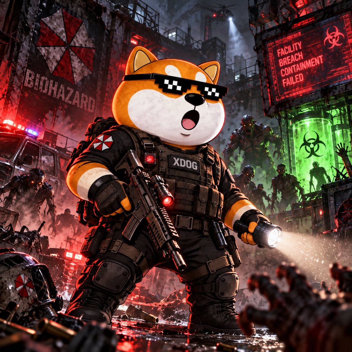 CryptoGuMaster's tweet photo. Raccoon City 已沦陷。
但 XDOG 还没撤。

病毒扩散，封锁失效，怪物正在逼近。
别人寻找出口，XDOG 选择继续向前。

Survive the night.
Protect X Layer.
No fear. No retreat.

#XDOG #XLayer #ResidentEvil #Biohazard #MemeCoin https://t.co/oW0i9cKLMW