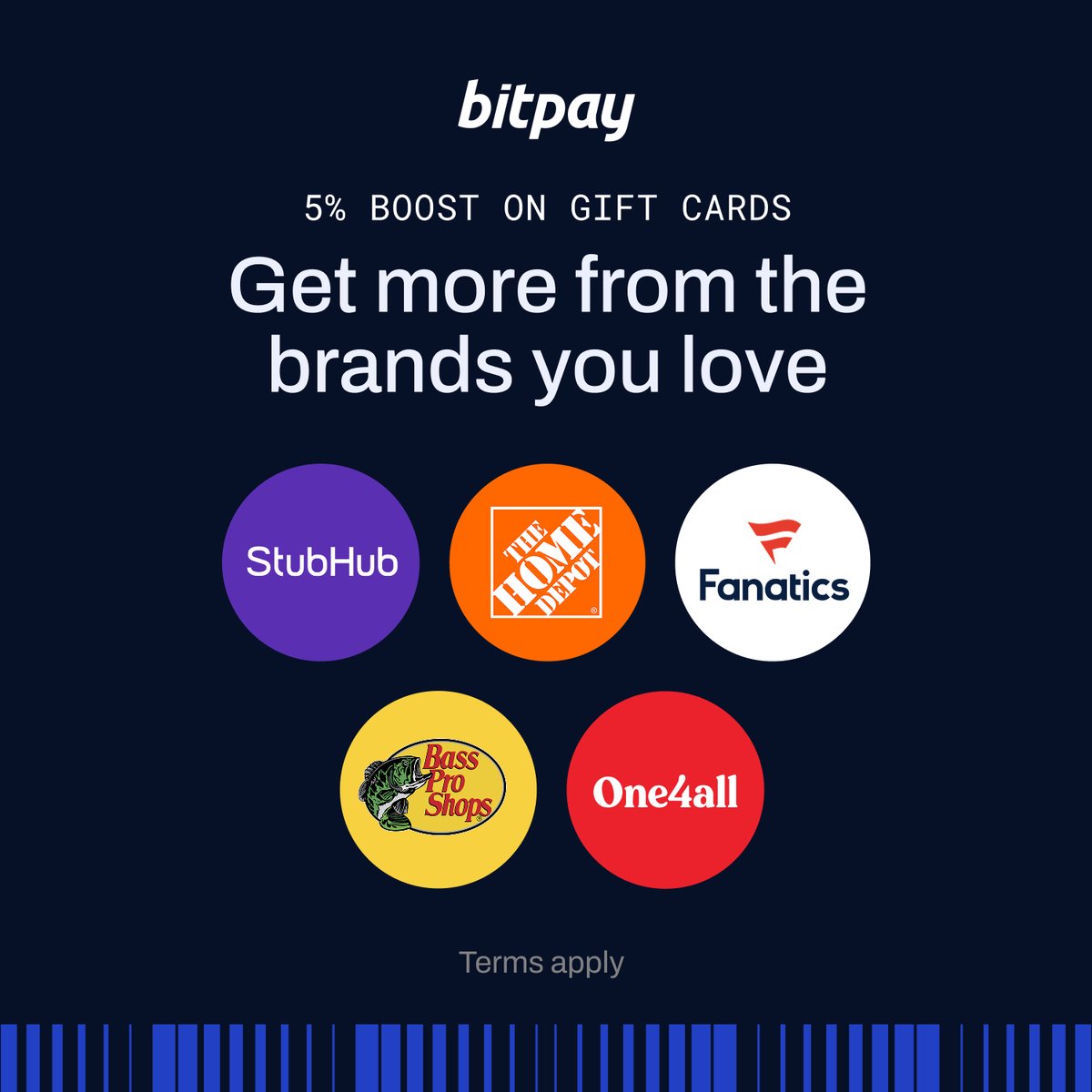 BitPay's tweet photo. 🆕 Receive a 5% Boost on Select Gift Cards for October.

Check out the BitPay App to see which monthly gift cards are boosted.

📱Download the app here: https://t.co/34lgDew6Uf 

Terms of Use: https://t.co/GK7g9MpkzV

Terms and Conditions: https://t.co/3fV1d0gcCA https://t.co/Hap8GGe8W1