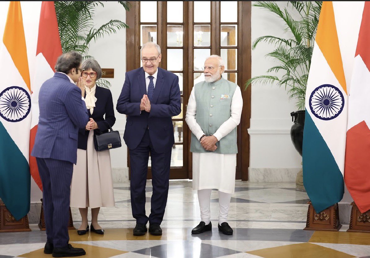 AMISHDEVGAN's tweet photo. It was a privilege to attend the banquet hosted by Prime Minister Shri Narendra Modi in honour of the President of Switzerland, Mr. Guy Parmelin. https://t.co/1fY1gT3qg0