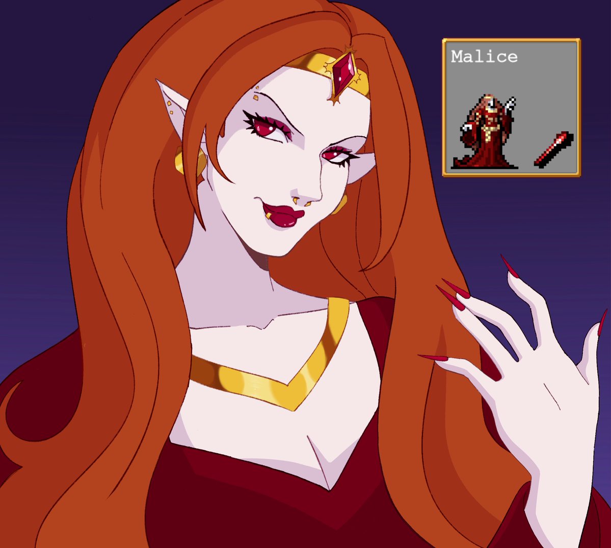 gloppydropp's tweet photo. guys i remembered how to draw 

my interpretation of malice’s sprite from #vampiresurvivors https://t.co/bFSRnR3H6S