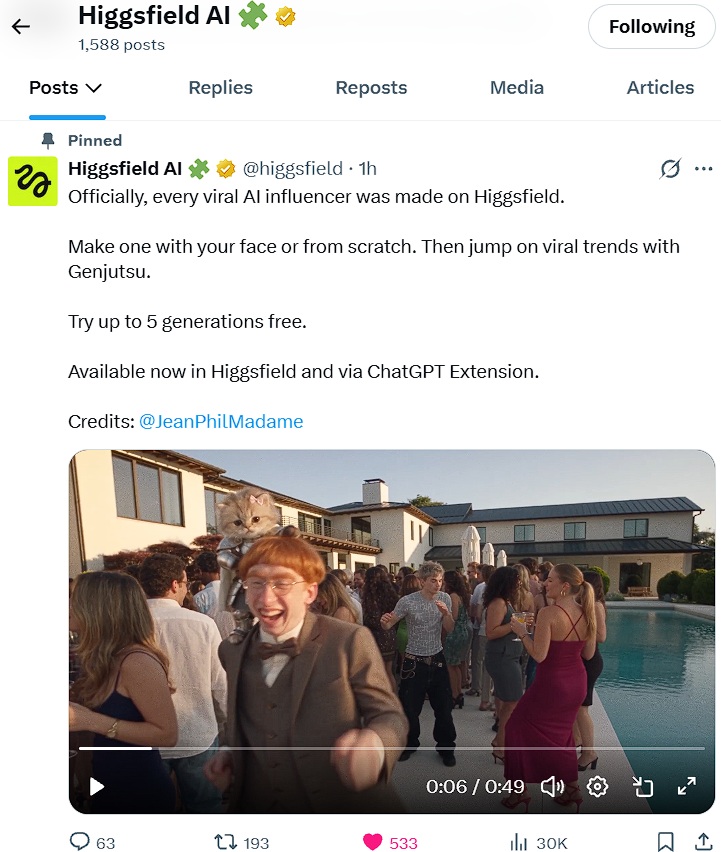 MTronLink's tweet photo. Did HiggsfieldAI create solana:GTBxUiw6wJdmmkCGZgRHLyYxqu1vG4KtRpeox6yDpump solana:8jpcHKbGtcwyYvo2FrkjStGpwXXpEJtrB91aWaRBpump and others 🧐

No way Milton Bumford is staying below 25k$ mcap very long while Jeanphil sitting 300x higher,....

Higgsfield AI is pushing non stop https://t.co/KxevWoEseB