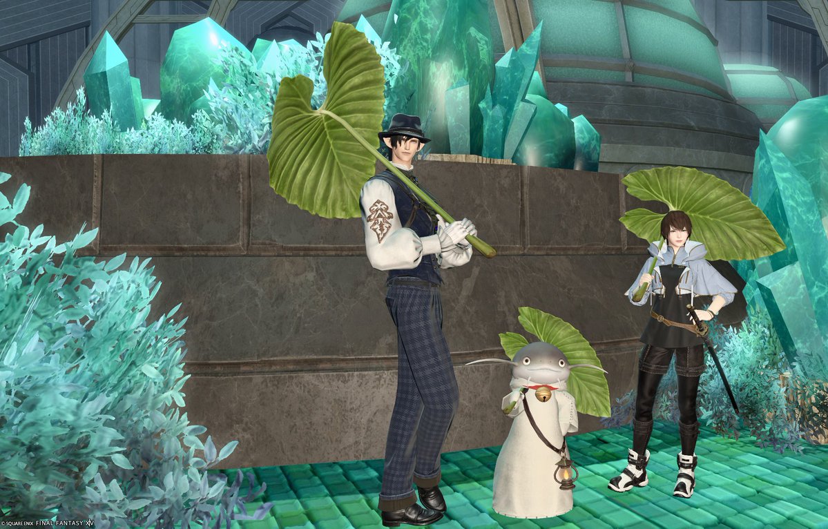 Leis_ff14's tweet photo. アロアロありがとでした〜
ソロは無理(寝る

葉っぱの傘二個出た　庭具も2つ出てラッキー https://t.co/NdeyRAn3kI