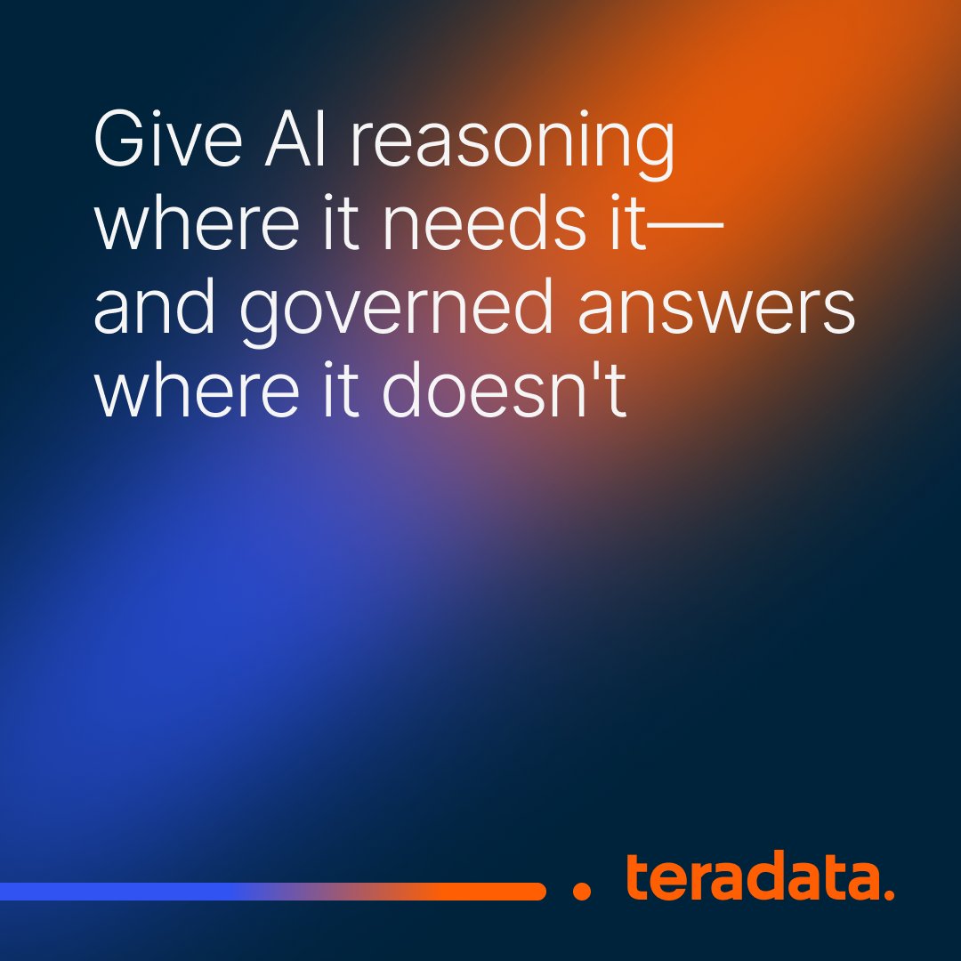 Teradata's tweet photo. Your AI agent may be spending tokens reasoning about what your enterprise already knows. That’s the hidden cost of AI: the context tax. Tera Context Engine provides governed business context so AI stops guessing and starts delivering deterministic answers. https://t.co/V6hl1tuWAm https://t.co/yzXxbeOJ0a