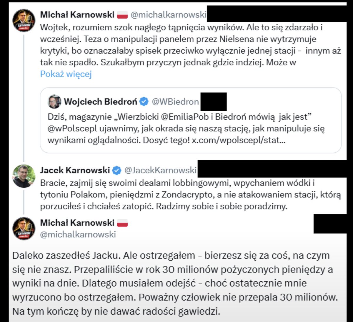 GiertychRoman's tweet photo. Uuu. Pieniądze z Zondacrypto dla braci Karnowskich?  Cóż za niespodzianka. To i nerwowość zrozumiała. https://t.co/S3vadYSFnt