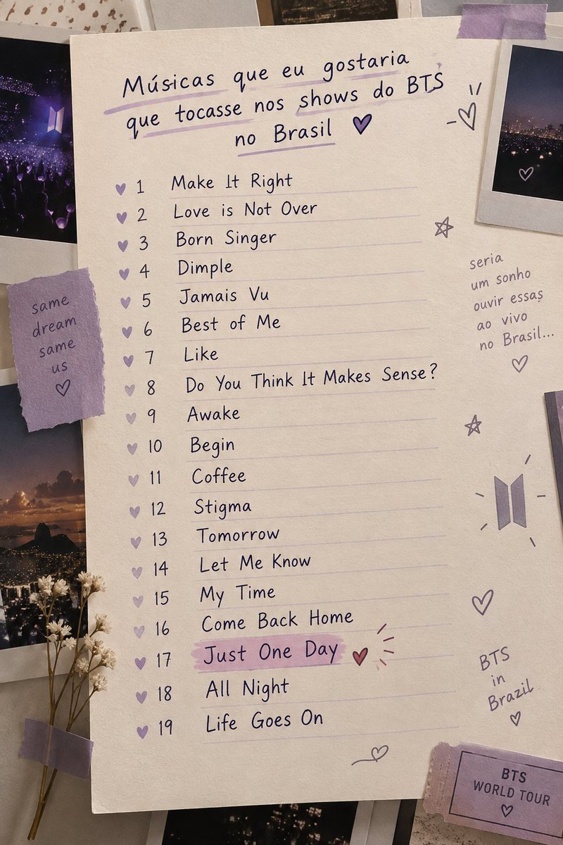 lidienelima_'s tweet photo. Já que estou me sentindo tristinha, resolvi listar as músicas que eu gostaria que tocassem nos shows do BTS no Brasil (Eu sei que exagerei… é que é muito difícil escolher só 6. 😭) https://t.co/YYjitOpk9b