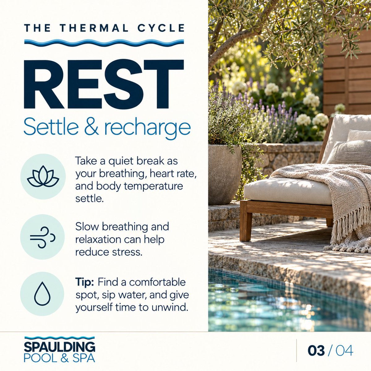 SpauldingPools's tweet photo. 🔥 Heat. ❄️ Cool. 🌿 Rest.

The thermal cycle is a Nordic tradition that combines sauna heat, a refreshing cool-down, and quiet rest—with benefits for both body and mind. Would your dream backyard wellness space include a sauna, a cold plunge, or both? #ThermalCycle https://t.co/ZgzzlesTti