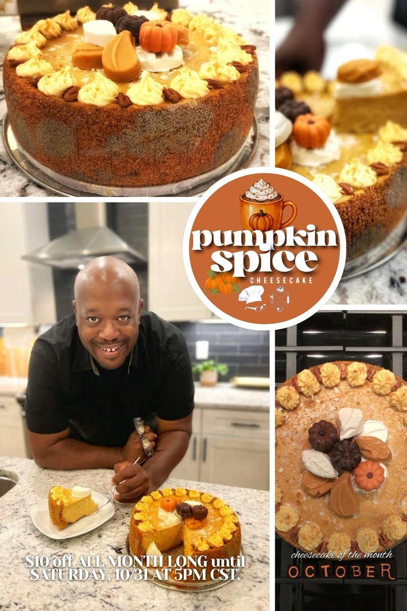 TJsChronicles's tweet photo. The Pumpkin Spice Cheesecake is the Cake of the Month for October to get the Fall season off to the right start!!!

Enjoy the sale price in the Original 9" or Personal Mini 6" all October long until Saturday, 10/31 at 5PM CST. 

@TJsChronicles | https://t.co/8uqcinccUj https://t.co/04zEqLEytQ