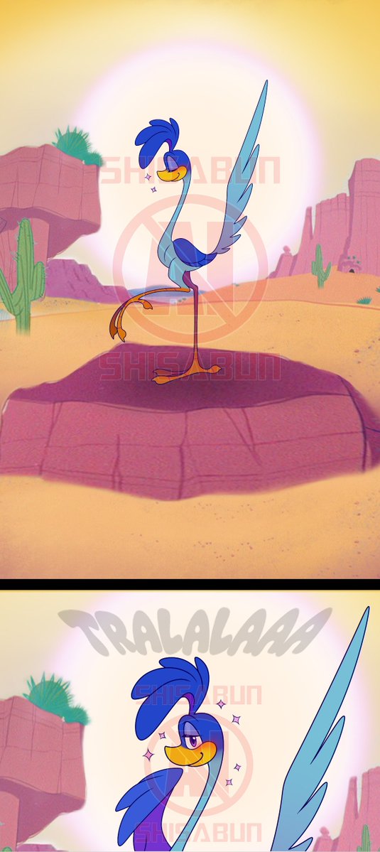 ShisaBun's tweet photo. Anyone else thinking about how Wile spent 77 years chasing after Roadrunner, only for at the end of Coyote vs ACME, Roadie chased after him? Just me?

(Footnote: I headcanon that "meep meep" is Roadie's name for Wile)
#wileroad #wilerunner #roadrage https://t.co/n5W0jbkrF2