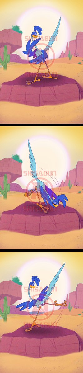 ShisaBun's tweet photo. Anyone else thinking about how Wile spent 77 years chasing after Roadrunner, only for at the end of Coyote vs ACME, Roadie chased after him? Just me?

(Footnote: I headcanon that "meep meep" is Roadie's name for Wile)
#wileroad #wilerunner #roadrage https://t.co/n5W0jbkrF2