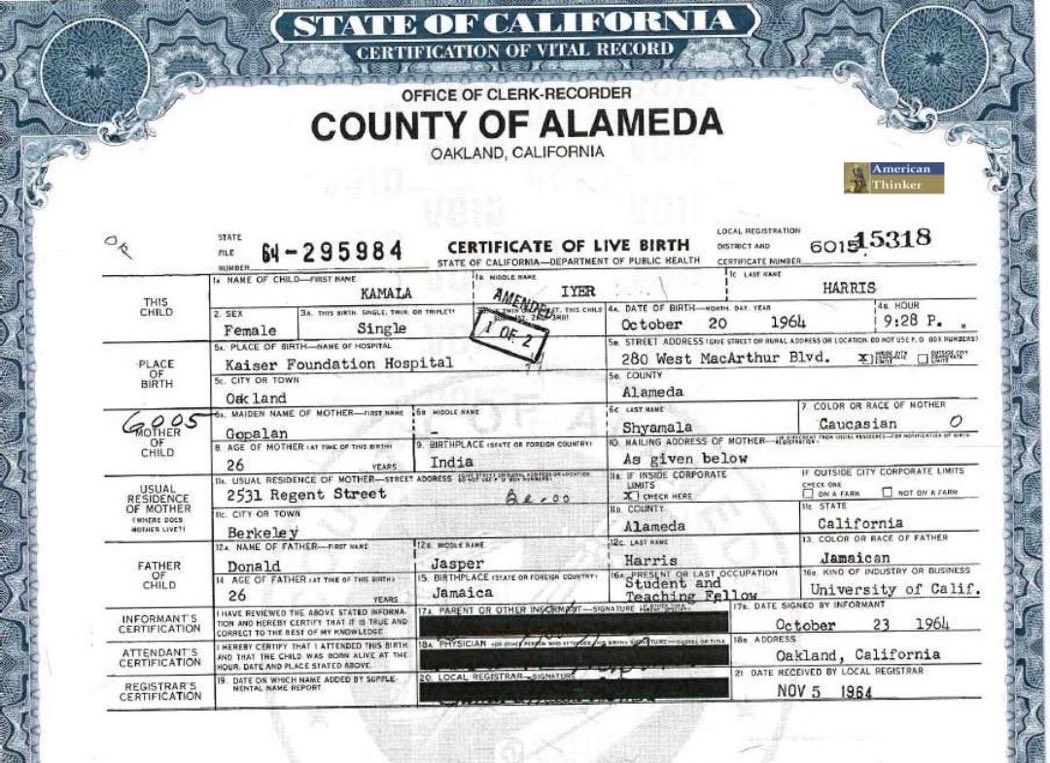 WikiLeaksQ's tweet photo. AP

Unless proven with court documents, at the time of Kamala’s birth, her parents were not U.S. citizens. They were foreign students. At the time of her birth, she was the daughter of non-citizens. This makes her an anchor baby. She is not eligible to hold the office of President.
