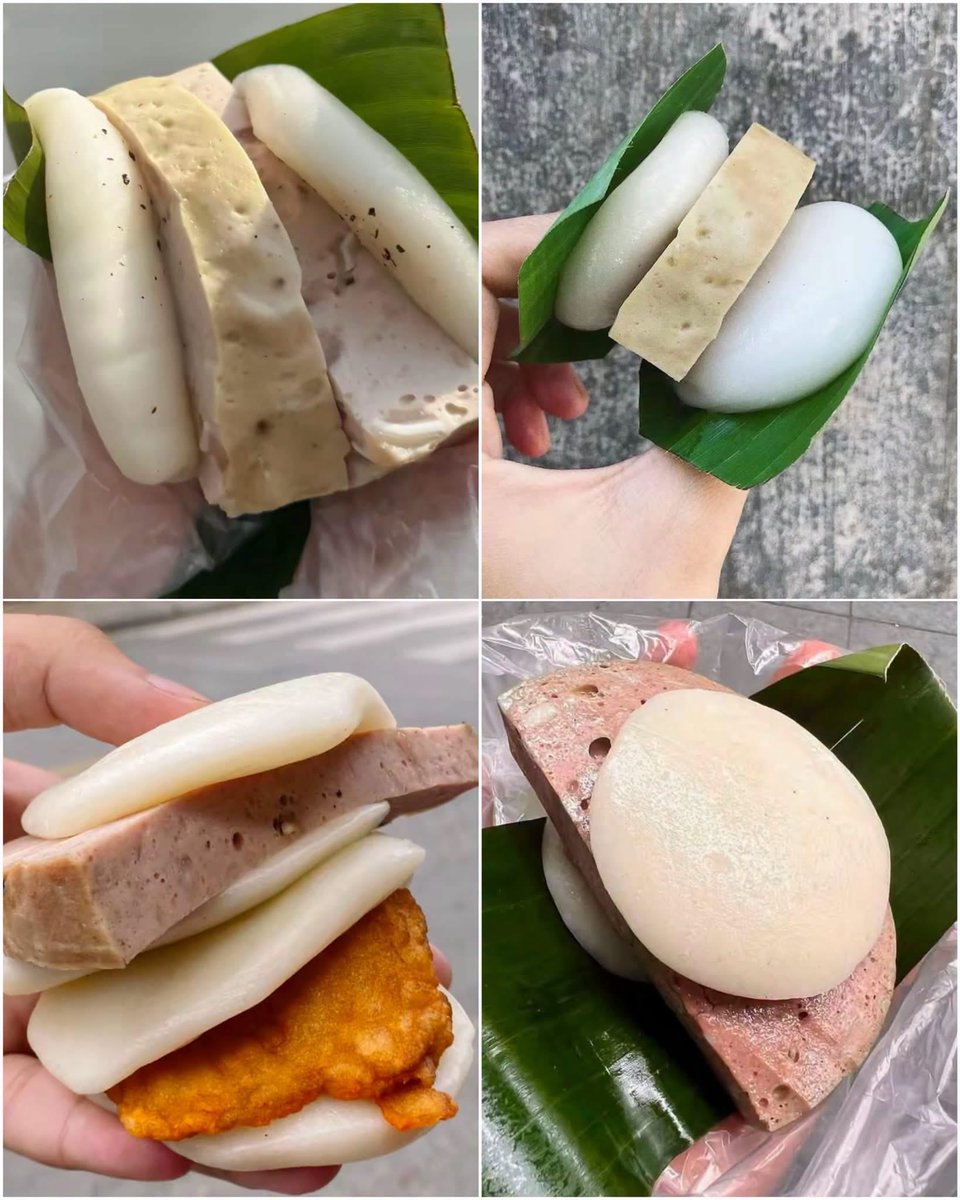 HanaTran86's tweet photo. Bánh dày kẹp giò chả, lá chuối gói nóng🔥

Bánh dẻo, giò thơm, có miếng chiên vàng cho giòn. Sáng thứ 3 ăn một cái là no, vị quê mà vẫn ngon. 😋

Chúc mọi người bữa sáng vui miệng 🍙🍃
#banhday #ansang #thuba https://t.co/lioHJDnEpK