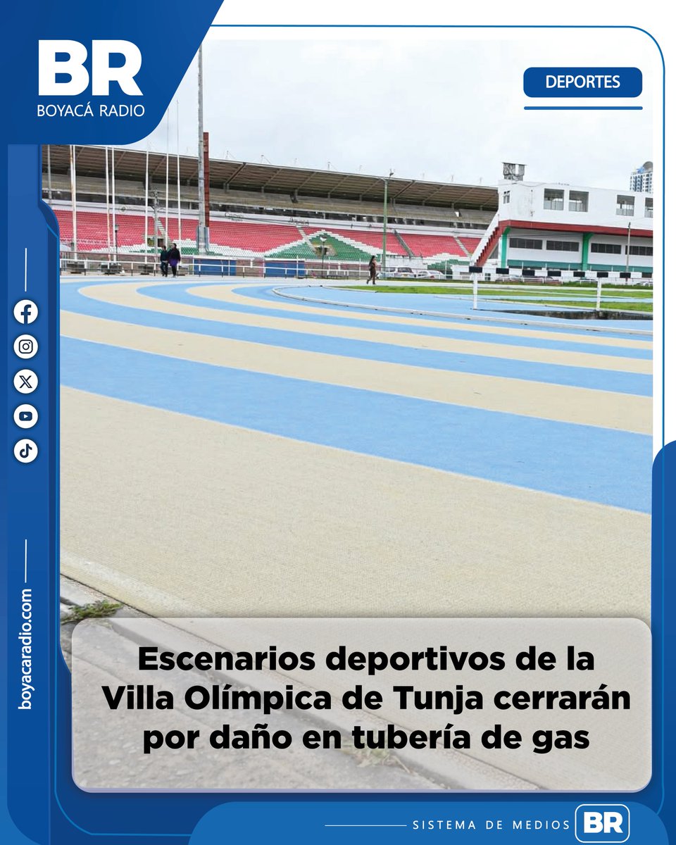 BoyacaRadio's tweet photo. Indeportes señaló que la Pista Atlética, el Estadio La Independencia, el Coliseo Municipal, la Piscina Los Andes y las canchas auxiliares estarán fuera de servicio hasta nuevo aviso. https://t.co/TE1q0jt8xw