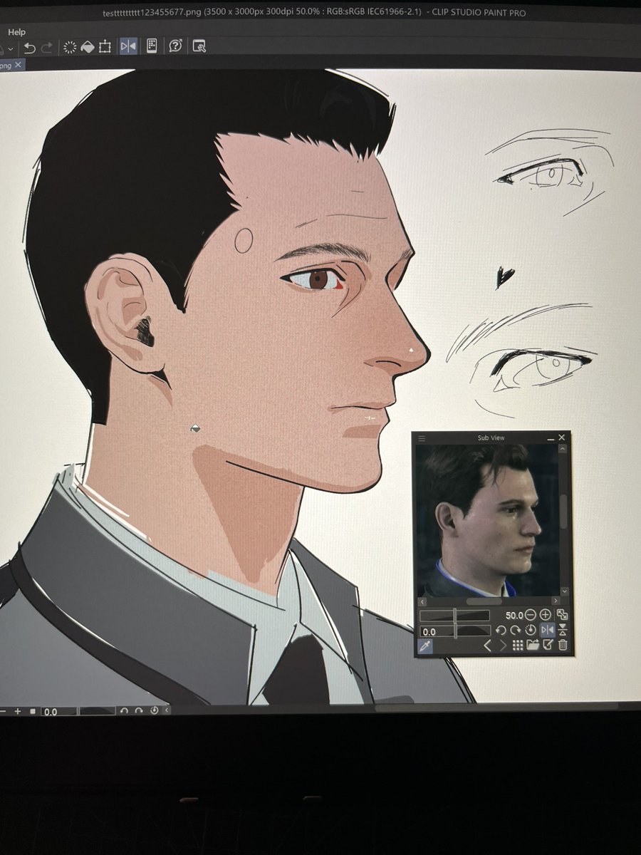 sar_na19's tweet photo. I’m trying to simplify my art style when drawing Connor’s face 😭 I hope it looks okay? And I found the perfect brush for brows/eyelashes! https://t.co/TKmmGJH238