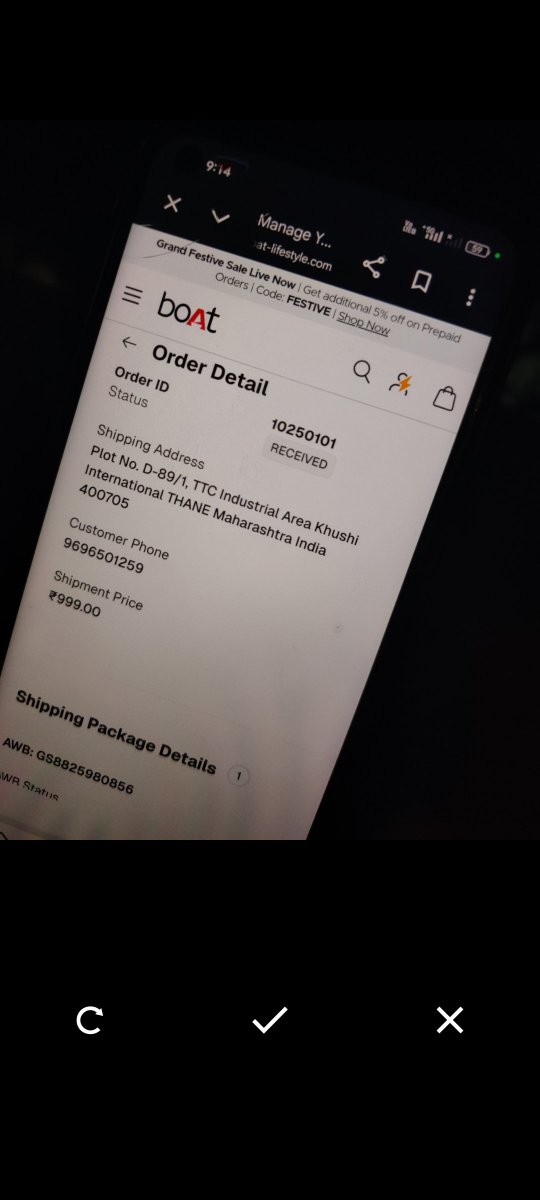ankit_barai04's tweet photo. Dear @RockWithboAt ,my Order ID 10250101 was scheduled for delivery today (5 Oct), but it was not delivered. Tracking ID GS8825980856 shows the shipment has already reached the destination city and is now marked “Arriving Late.”
Please arrange delivery ASAP and resolve this delay https://t.co/tlnR7uYubU