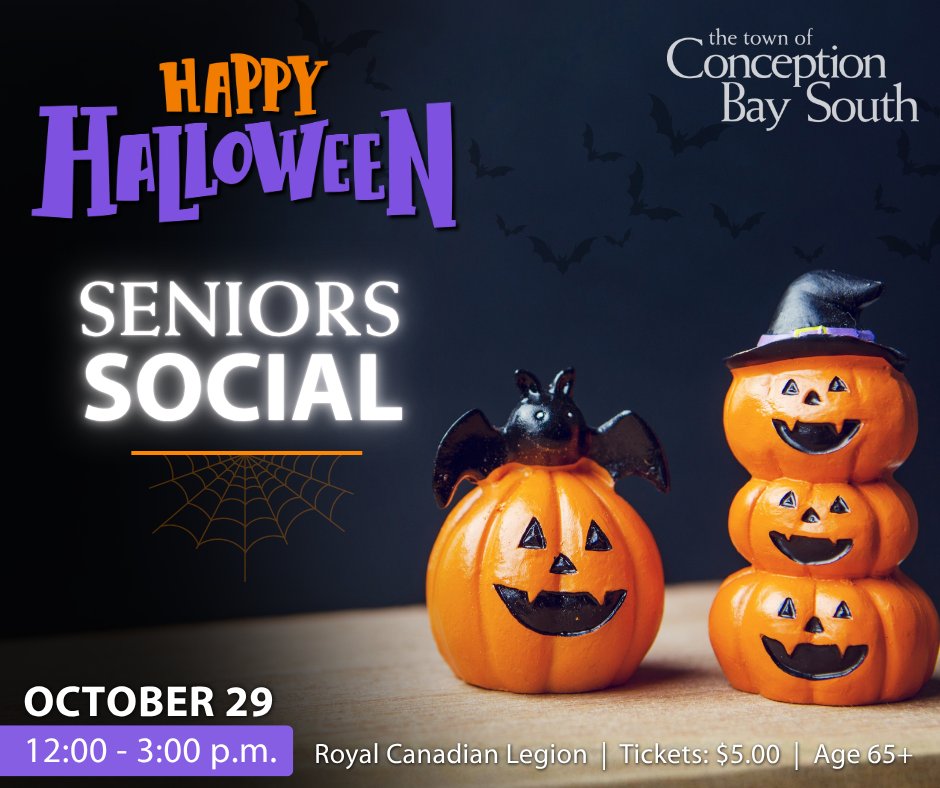 TownofCBS's tweet photo. 🎃 Join us for a wicked good time at our Halloween Seniors Social!

Residents 65+ are invited to enjoy an afternoon of food and entertainment.

Thursday, Oct 29
12 to 3 PM  
CBS Legion 

🎟️ Tickets go on sale Thursday, October 8, at 9:00 a.m.

Learn more: https://t.co/foEmlbs8ZS https://t.co/fF4g41Rxkq