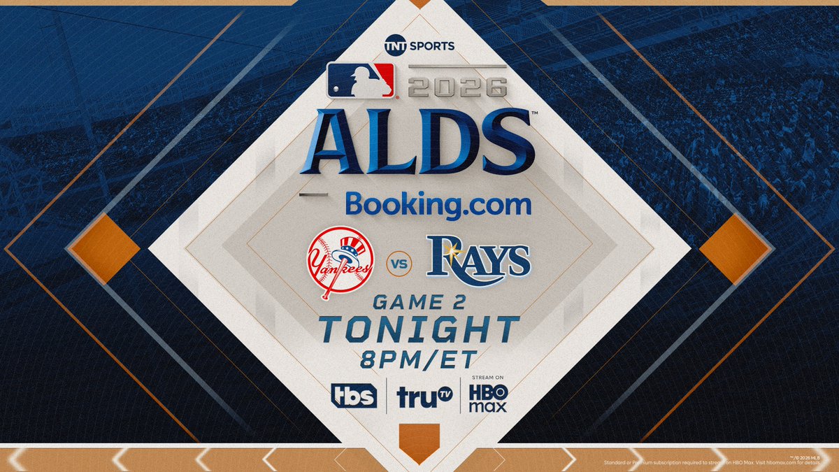 TNTSportsPR's tweet photo. ALDS coverage continues TONIGHT with Game 2s on TBS, truTV & HBO Max 🔥

📺 4 p.m. | @AdamLefkoe, @45PedroMartinez, @cgrand3 & @JimmyRollins11 

⚾️ 5 p.m. | @whitesox vs. @CleGuardians 
🎙️ @AlexFaust, Ron Darling & @laurenjbara 

⚾️ 8 p.m. | @Yankees vs. @RaysBaseball 
🎙️ @BAndersonPxP, @JeffFrancoeur & @LaurenShehadi
