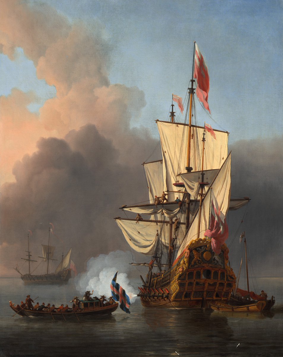Goudriaan2's tweet photo. An English Warship Firing a Salute
Willem van de Velde the Younger, 1673 https://t.co/17tww774Tw