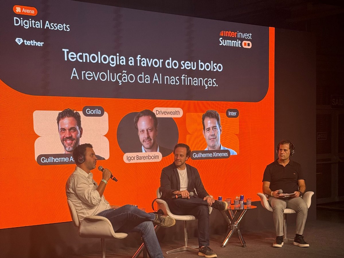 DriveWealth's tweet photo. Last week, DriveWealth’s Igor Barenboim joined Guilherme Assis, co-founder and CEO of Gorila and Guilherme Ximenes of Banco Inter, on stage at Invest Summit, for a conversation about how AI is changing how investors around the world manage their finances. https://t.co/zqUnH0vuQK