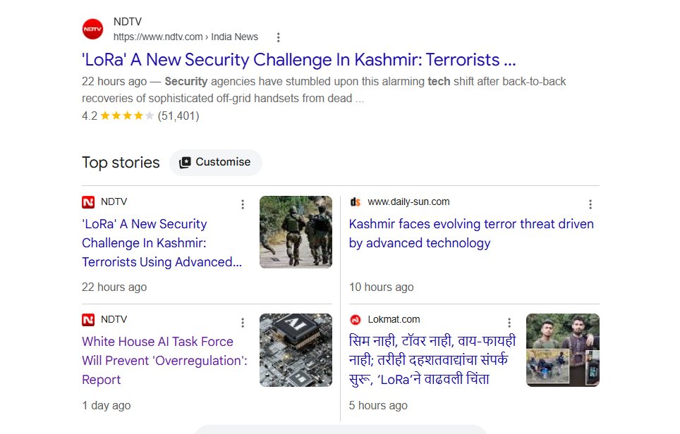 Normal_2610's tweet photo. India built 3 major surveillance systems to monitor phone calls, texts, and internet traffic

Central Monitoring System, NETRA, and NATGRID all work by tapping into telecom companies and internet providers But LoRa devices found in Budgam on September 29 do not use phone networks at all. They send messages using radio waves on frequencies that regular monitoring does not cover. 

Messages are protected by AES-256 encryption, same type banks use to secure online transactions. India tracking systems can only watch what goes through phone towers

One LoRa radio device costs less than $30 to make. It uses Semtech SX1276 chip and ESP32 processor, both available for purchase online by anyone. Single small battery keeps it running for weeks without charging. 

Software called Meshtastic that runs on these devices is free and open source on GitHub. 100 of these devices working together as one network costs less than $3,000. Before LoRa, terror groups relied on Thuraya satellite phones costing over $500 each, and every single call from those phones could be tracked by security agencies

LoRa chips are used in everyday products worldwide. Smart water meters, farm soil sensors, parking systems, and warehouse trackers all run on same Semtech SX1276 chip found in Kashmir. 

India itself uses LoRa for smart city projects like street lighting and flood monitoring. Banning LoRa imports would shut down these programs too. Devices recovered during Operation Mahadev in Dachigam and Pahalgam forests look just like regular commercial hardware. 

Only way to tell if one is being used for covert communication is to detect it while it is actively transmitting

This is Going to need more R&D in india defence surveillance ecosystem