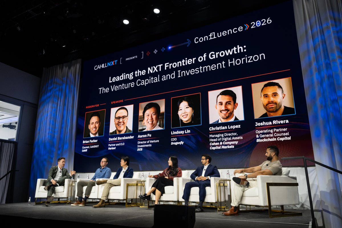 bcap's tweet photo. Thank you to Brian Farber @CahillNXT for hosting us at Confluence 2026.

@h_joshua_rivera discussed digital asset investing, where venture capital is headed, and how AI is reshaping the landscape, alongside @aaronqfu, @dbarabander, @LindsayxLin, and @ChristianL_opez https://t.co/B4F55s8YwP