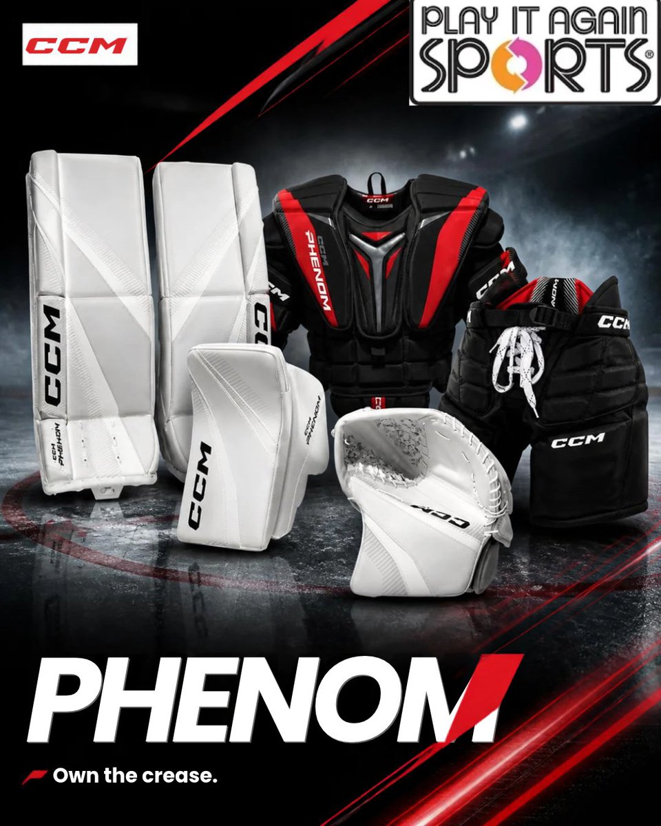 PIASKitchener's tweet photo. Hey Youth and Junior Goalies.  Check out the NEW Phenom Line from CCM.  In Store Now at Play It Again Sports Kitchener Location!
As Always #tradeinandsavemore https://t.co/crFbqWNJtR