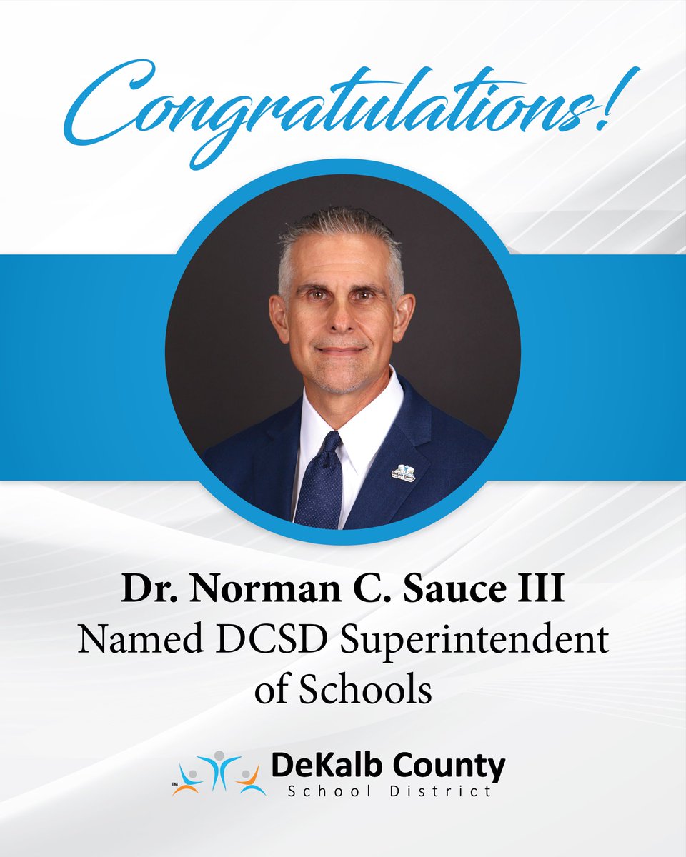 DeKalbSchools's tweet photo. 🎉 CONGRATULATIONS to Dr. Norman C. Sauce III @DrNormanCSauce3 on being named Superintendent of Schools for the DeKalb County School District!

We look forward to continuing the work together as one district, moving in one direction and #ForwardTogether for results. 👏

#DCSD #TheDeKalbDifference💙🧡