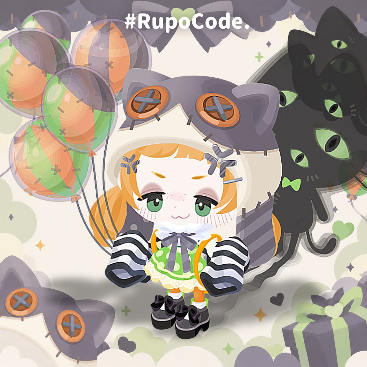 Rupopigg's tweet photo. 新無料ガチャめちゃかわ🐈‍⬛💚🧡⟡.*

 #RupoCode https://t.co/FWKTTt848C