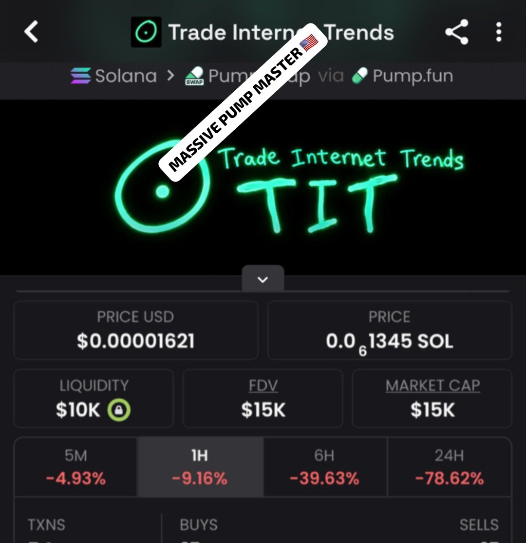 Massivepumpmast's tweet photo. $TIT 🚀 Shared at $15K mcap in my private group — now around $185K! 💰📈From an early setup to a major move. 🔥💯 The price action has been strong since the original share. Hit Follow me + join my TG group &amp; Discord 

CAAr3QBegnCQr6ZFyN9h637ar9JCxZRvdboiR1QzMrpump https://t.co/00riz5ygyk
