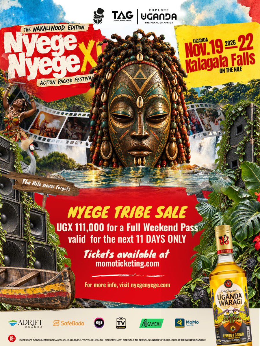 DKamwine's tweet photo. NEW OFFER ALERT!!!

The clock is ticking… Get your #NyegeNyege2026 Wakaliwood ticket for just UGX 111,000 on MoMo via https://t.co/lmz0tMEhNY

Valid for only 11 days. Once the clock runs out so does the offer. 

Don’t wait. Grab yours today.
#TAGEvents https://t.co/XotaBd2jgI