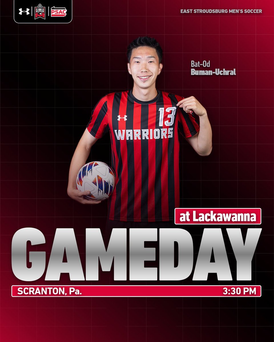 ESUWarriors's tweet photo. Men's soccer is back on the road for non-conference play!

🆚| @esu_MSoccer vs. Lackawanna
⏰| 3:30 p.m.
📍| Scranton, Pa.
🎥| https://t.co/11DbNVQoho
📊| https://t.co/PxAbG9oKmL https://t.co/73WrsxGWOy