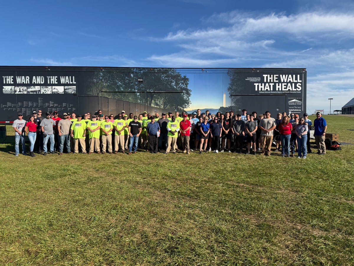VVMF's tweet photo. Thank you to this hard-working crew, The Wall That Heals wrapped up in St. Clairsville, Ohio, yesterday. Thank you, volunteers!

Thanks to Steve Clinger, Army OEF veteran from Barber Trucking, for hauling The Wall That Heals out of St. Clairsville, Ohio, last night. Our drivers donate their time, fuel, and equipment to haul The Wall That Heals around the country. Thank you, Steve!

Visit https://t.co/VP956Z9FOt for more information.