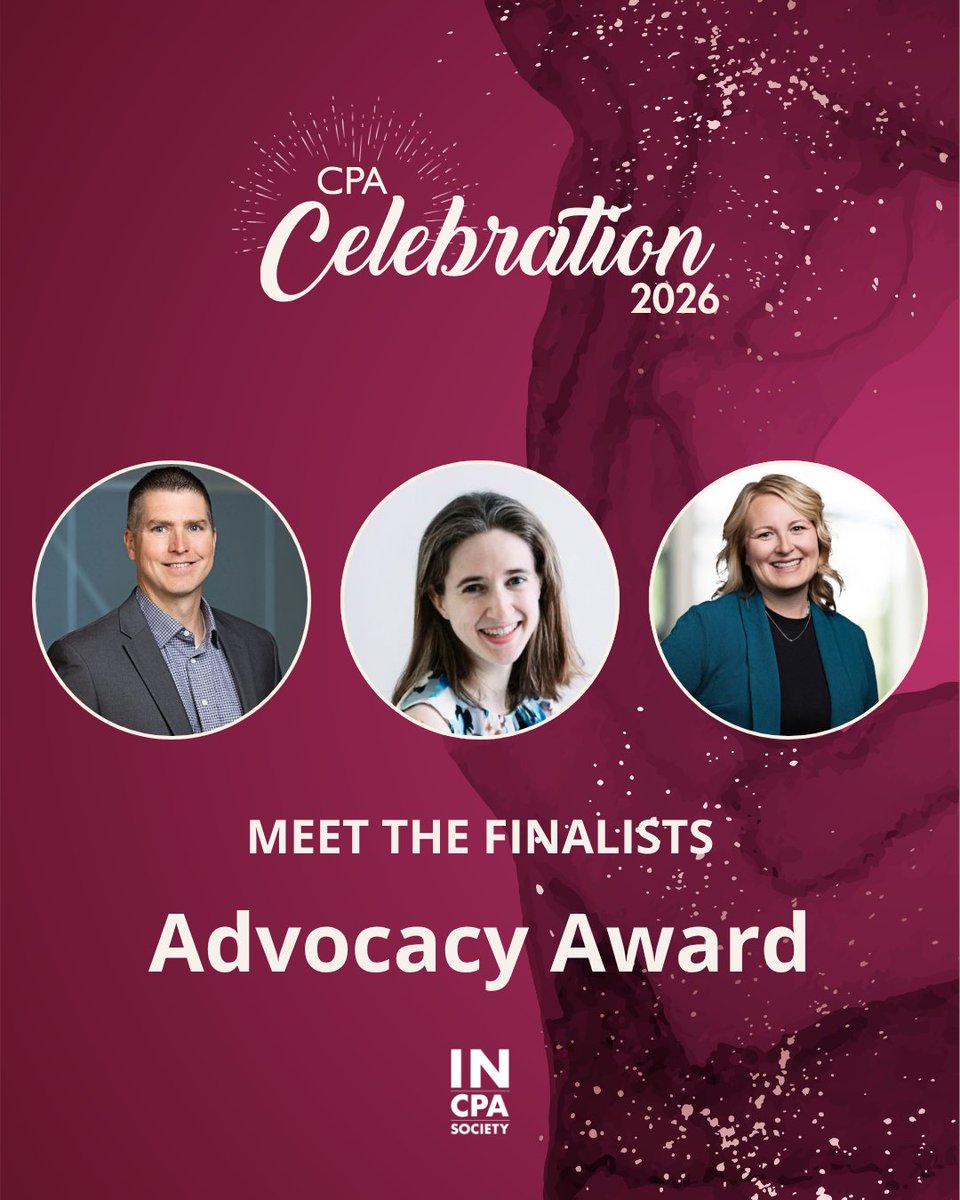 incpas's tweet photo. Meet this year’s Advocacy Award finalists! 👏
⭐ Chad Miller, CMI – @ksmcpa
⭐ Katie Stephens, CPA – @WheelerCPA
⭐ Amy Zimmer – @ksmcpa

Help us celebrate these advocates at #CPACelebration2026! 🎉 Register now: https://t.co/YnFZzmmidW https://t.co/jLvLurR6NE