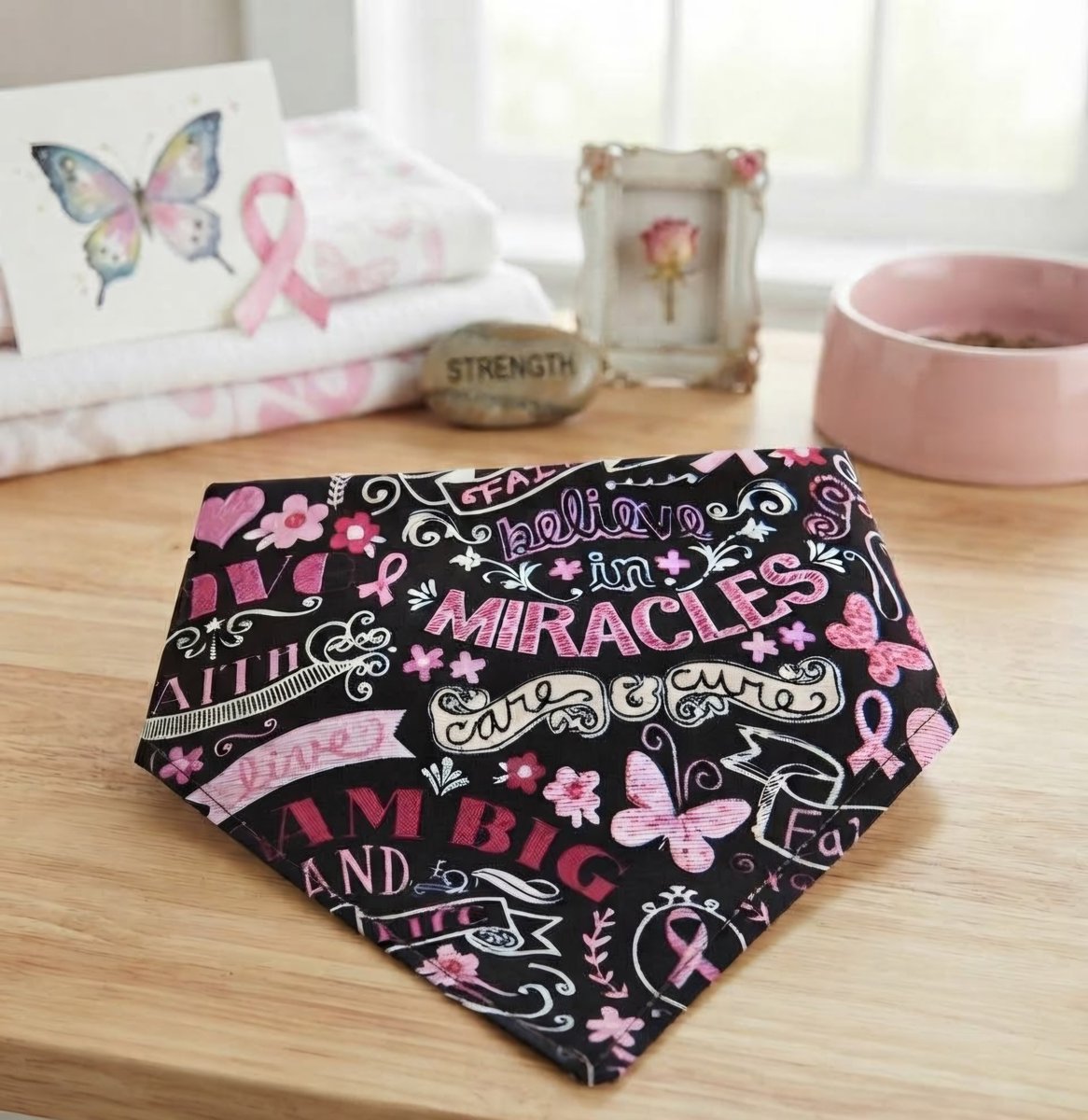 DsignsbyCristal's tweet photo. Paws for a cause! 💗🐶 Get your pup ready for Breast Cancer Awareness Month with this beautiful black and pink inspirational bandana. 
#dogsoftwitter #twitterdogcommunity #CraftBizParty #dogs #BizHour 
 https://t.co/eRH8a99CL2 https://t.co/HAoGBBlJpT