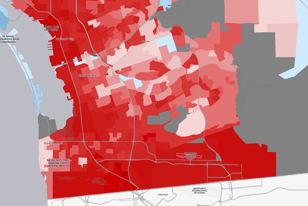 liberscravola's tweet photo. If Trump has Delta Force takes out Sheinbaum and mades the new Mexican government fix the TJ sewer problem the 2028 swing in the south bay will look like this but on steroids. https://t.co/tQN3uZGFkt
