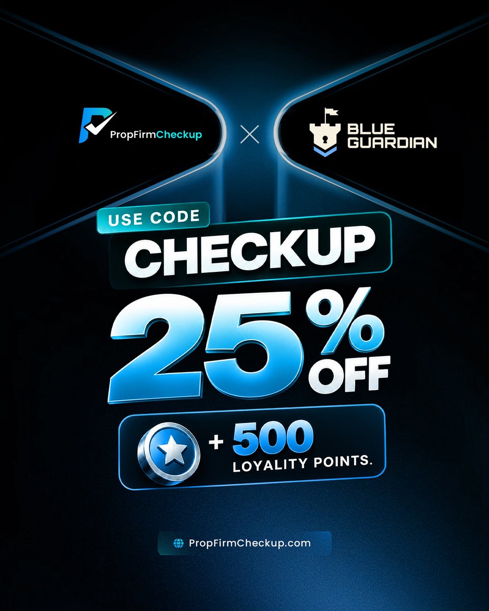 PropFirmChekup's tweet photo. Blue Guardian × PropFirmCheckup 💙

Get 25% OFF your Blue Guardian account with code CHECKUP — plus 500 Loyalty Points.

Trade smarter, save more, and get rewarded. 🚀

👉 Use code: CHECKUP
🌐 https://t.co/8oDptu0oKb
#BlueGuardian #PropFirm #PropTrading #FundedTrader #ForexTrading #TradingChallenge #PropFirmCheckup #FundedAccount
@BlueGuardiancom