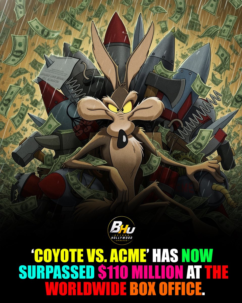 BeyondHUpdate's tweet photo. ‘Coyote Vs. Acme’ Has Now Surpassed $110 Million at the Worldwide Box Office!

Warner Bros. originally planned to abandon the movie as part of a tax write-off before Ketchup Entertainment acquired the worldwide rights in 2025 for a deal reportedly worth around $50 MILLION.

The film itself had a reported production budget of approximately $70 MILLION.

Coyote vs. Acme received its DIGITAL RELEASE on SEPTEMBER 29, 2026, just over a month after its theatrical debut.
#CoyoteVsAcme #LooneyTunes #WileECoyote